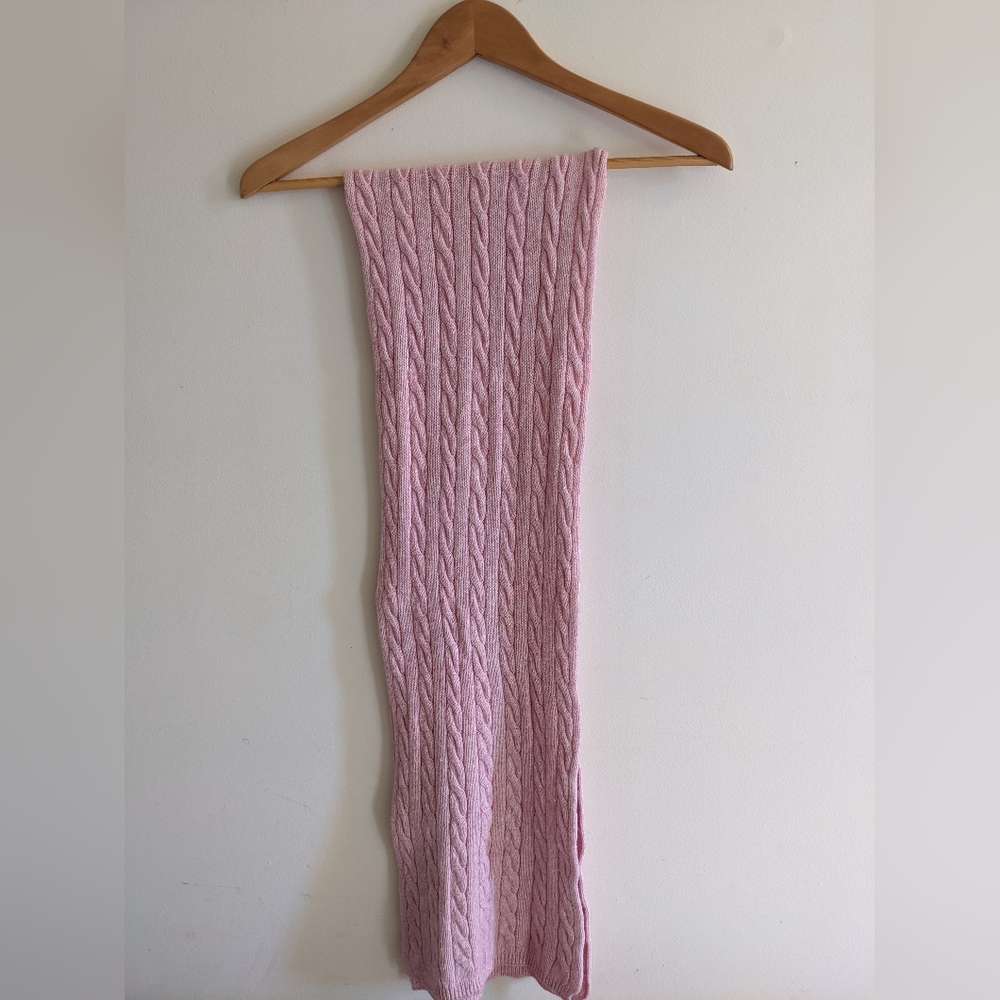 J Crew pink cable knit scarf